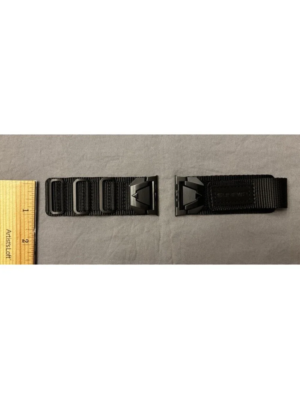 SUNFWR Black Nylon Hook and Loop  Strap w Metal Buckle for Apple Watch Rugged